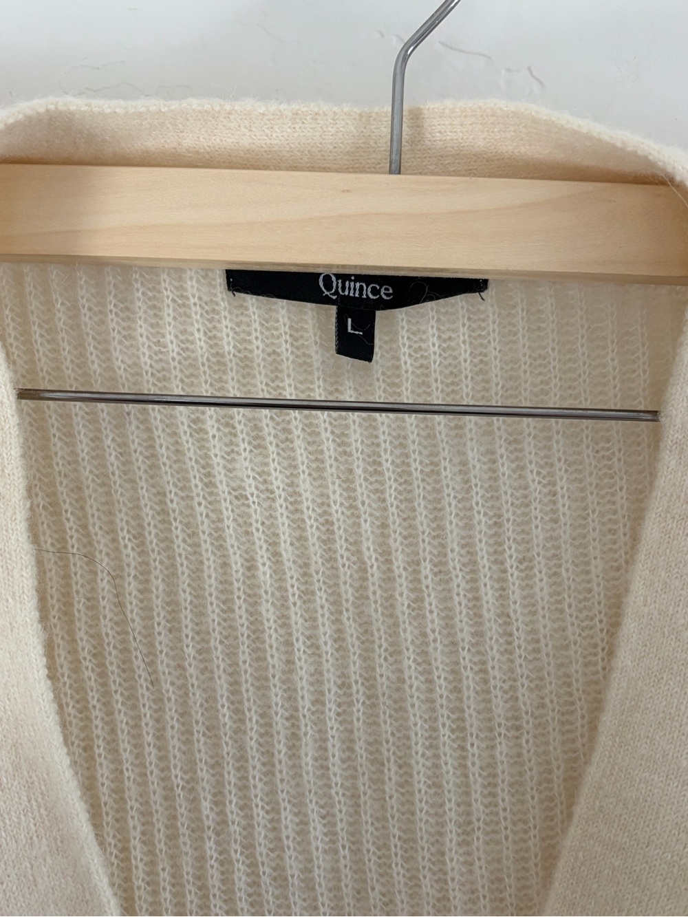 Quince Ivory Button Front Ribbed Cashmere Cardigan - Picture 2 of 3